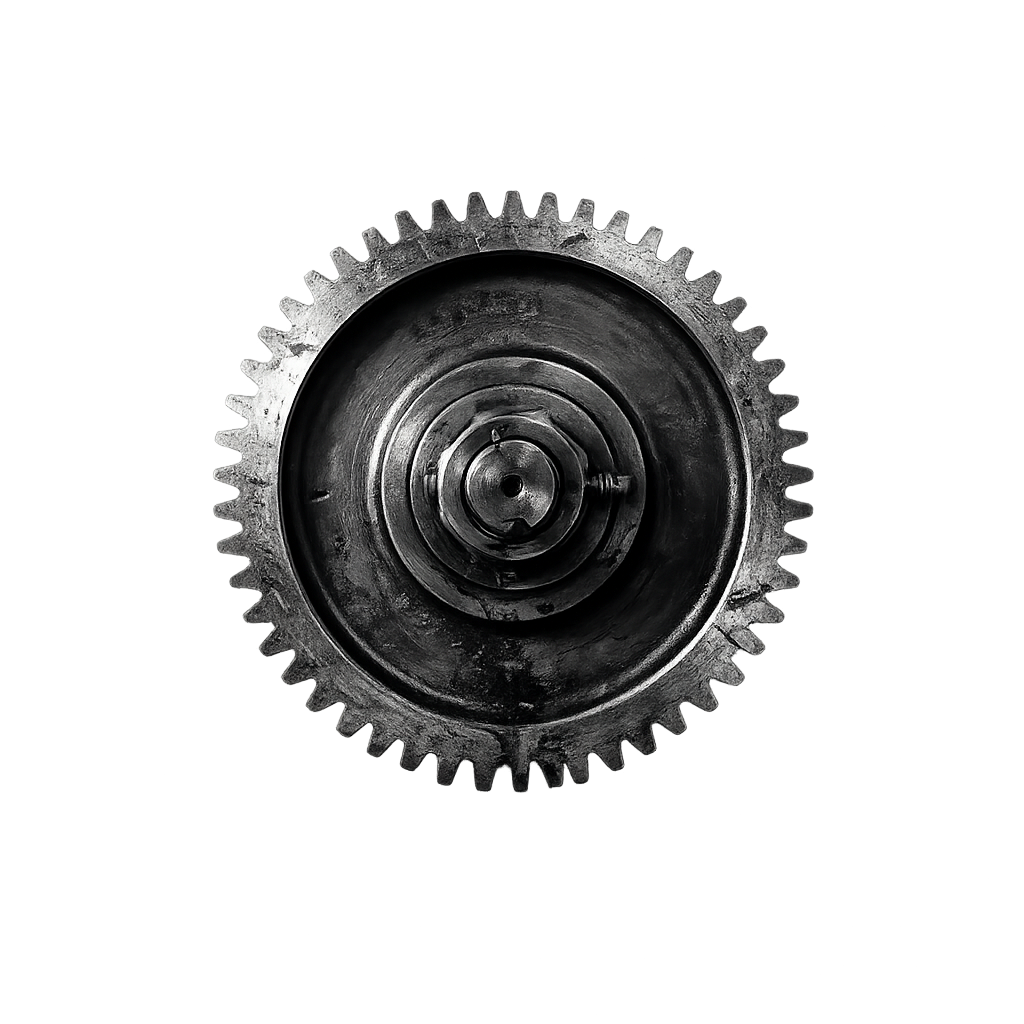Close-up of an industrial steel gear